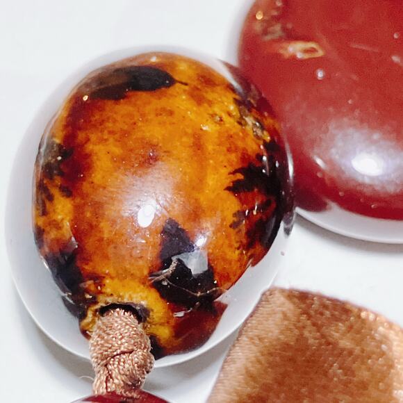 Vintage Italian Glazed Ceramic Chunky Beaded Necklace Brown Boho 1990s Statement - Picture 8 of 15